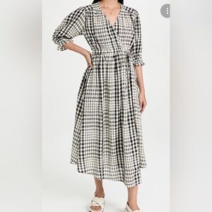 Apiece Apart Lucinda Plaid Cotton Wrap Midi Dress Size 2XL